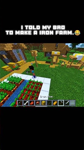 I told my bro to build a iron farm.😂#minecraft