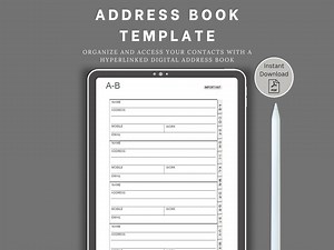 Digital Address Book Template for Remarkable, Goodnotes, & Pdf-supporting Tablets | Minimalist A-Z Contacts Organizer - Etsy Canada