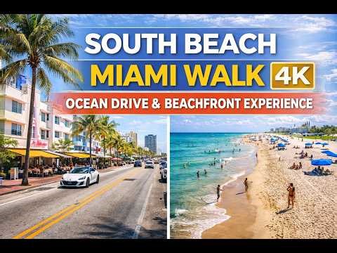 South Beach Miami Walk in 4K | Ocean Drive & Beachfront Experience