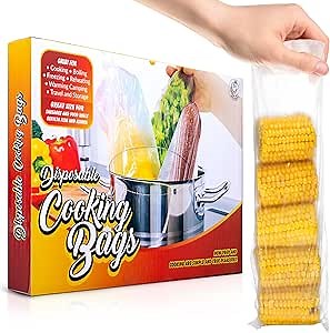 Disposable Heat Resistant Cooking Bags – Multi-Use BPA-Free Plastic Food Bags Good For Poultry & Vegetables. For Cooking, Reheating, Microwave, Roasting, & Defrosting,– 50 Pack