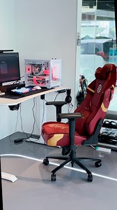Our TTRacing Maxx Iron Man Edition paired with our Titus desk, a deadly combo to power through your long gaming or working hours. Work, game, stand, lay back, this is the true definition of work-life balance. ❤ #gamingchair #marvelcomics #marvel #gaming #smartdesk #ttracing | TTRacing