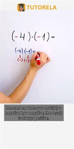 Multiplying Negatives: Solve (-4) × (-1) Explained #Math #SignedNumbers(positiveAndNegative)