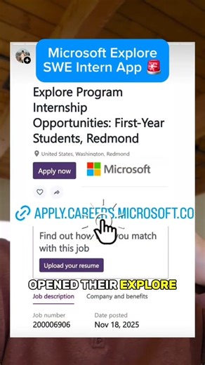 Sudomarith 📍Seattle, NYC on Instagram: "🚨 Microsoft Explore Internship Update: Explore applications are now open — and timing here is everything. Microsoft only takes around 300 Explore interns, and historically students applying in January get rejected before interviewing because spots run out even while the app is open. I’m already getting DMs from followers about prior year’s phone screens, recruiter messaging, and interview structure. Explore interviews are light behavioral +