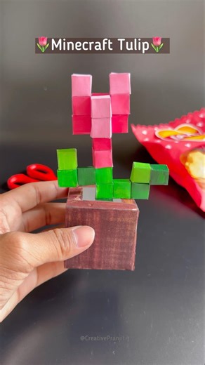 Minecraft Tulip ideas 🌷✨ | Room decor ideas ✨ #shorts #papercraft #minecraft