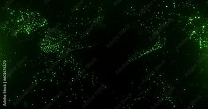 Magic dust from particles, shining bokeh, abstract background, flight of green cosmic particles. slow motion, seamless loop, 4K