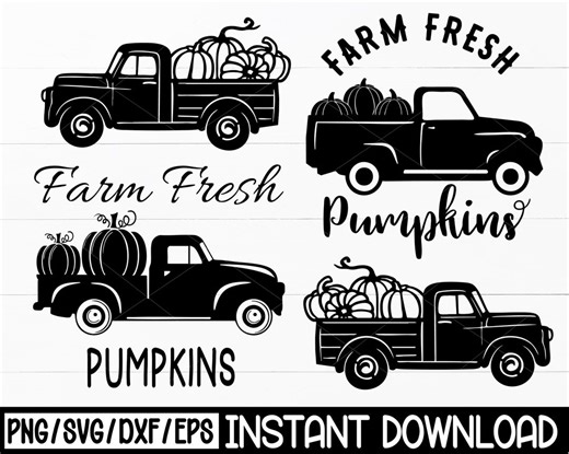Farm Fresh Pumpkins SVG, Fall Truck SVG, Autumn Farmhouse Decor Cut File, Vintage Pumpkin Truck SVG for Cricut Silhouette - Etsy