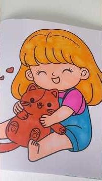 Satisfying Coloring ASMR| Relaxing Coloring ASMR | cozy vibes | cute kitty & girl 🧒🏻 #art #asmr