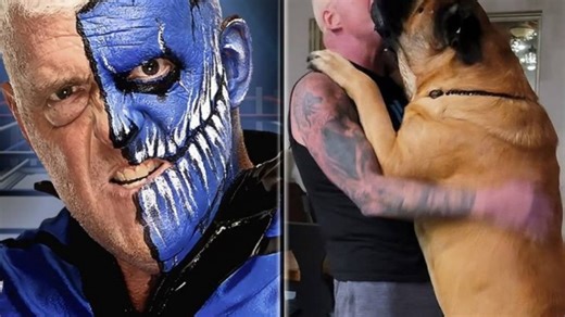 La dieta viral del colosal perro de 114 kg. del luchador Dustin Rhodes: "Le doy pizza"