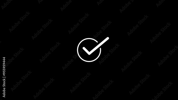 Check mark icon animation,simple correct complete work check mark icon