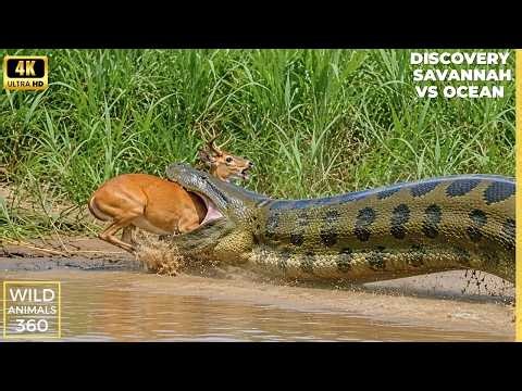 Best Recorded Anaconda Hunting Moments Savannah Vs Ocean Discovery Snake Video