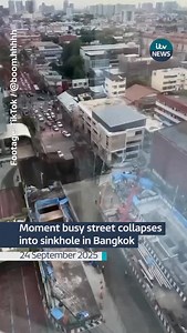 A busy road has collapsed into a sinkhole in Thailand’s capital, Bangkok #itvnews #thailand #bangkok | ITV News