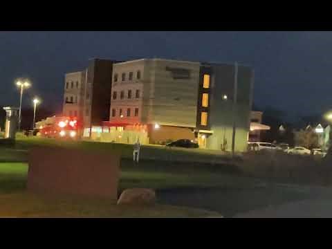 Fire alarms going off at a hotel across the road