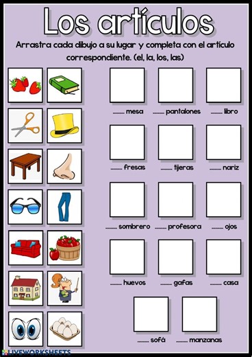Los artículos el, la, los, las worksheet