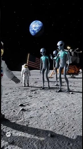 Astronaut meets aliens on moon visit #moonlanding