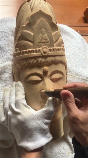 お寺の仏像が出来るまで 顔の彫刻 #woodart #仏像彫刻