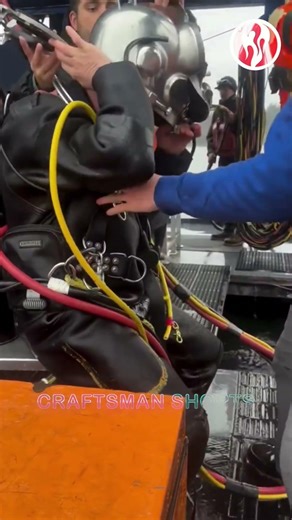 Diver | Diver emerges from the water and removes their scuba gear