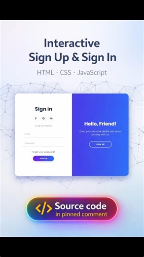 Interactive Sign Up & Sign In - Built with HTML, CSS & JavaScript | @devsQUE #coding #shorts