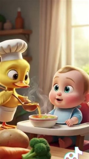 Cute DUCK Chef Makes Yummy Soup For Baby #cuteanimals #duck #shortsfeed