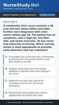 Health Promotion NCLEX 50 Questions with Rationales | NGN Practice for NCLEX 2026