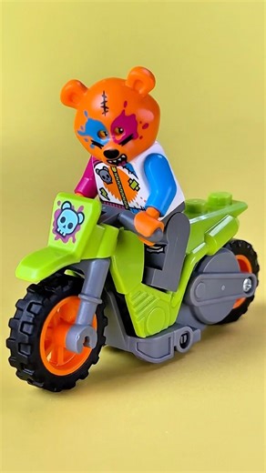 FEARLESS Bear on Stunt Bike! 🐻 #minifigures