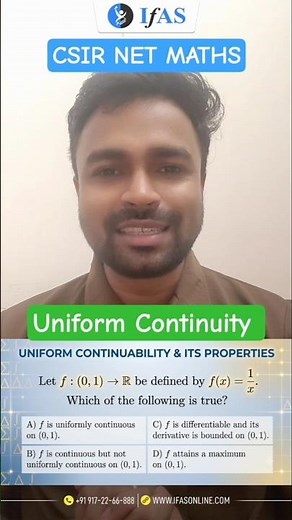 Uniform Continuity l Real Analysis l CSIR NET MATHS l IFAS
