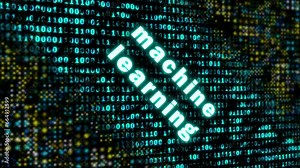 artificial intelligence power of machine learning concepts animation on binary code background. deep learning, neural networks and natural language processing power of ai.