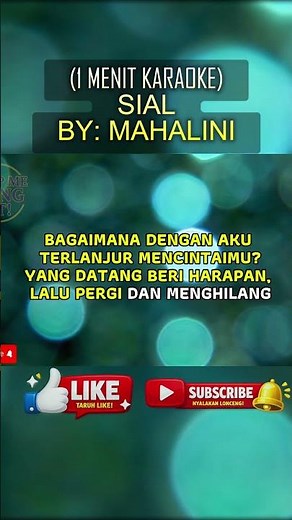 Sial_Mahalini(Karaoke 1 Menit) #karaoke #mahalini #sial #laguenak #galau