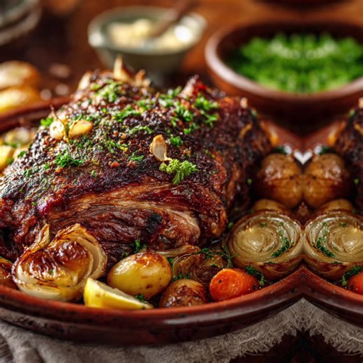 🍖✨ Lammkeule aus dem Ofen (Ofengebratenes Lamm) Ein klassischer Sonntagsbraten: außen knusprig, innen zart und saftig 😍 ⏱ Zubereitungszeit: ca. 2,5 Stunden 🍽 Portionen: 4 🛒 Zutaten \t•\t1,2 kg Lammkeule 🍖 \t•\t800 g Kartoffeln 🥔 \t•\t2 Zwiebeln 🧅 \t•\t6 Knoblauchzehen 🧄 \t•\tRosmarin & Thymian 🌿 \t•\t2 Lorbeerblätter \t•\tSalz & schwarzer Pfeffer 🧂 \t•\t45 ml Olivenöl 🫒 \t•\t200 ml Weißwein 🍷 \t•\t300 ml Brühe \t•\t2 TL Zitronensaft 🍋 \t•\t1–2 EL Butter 🧈 👨‍🍳 Zubereitung 1️⃣ 🌡️ 