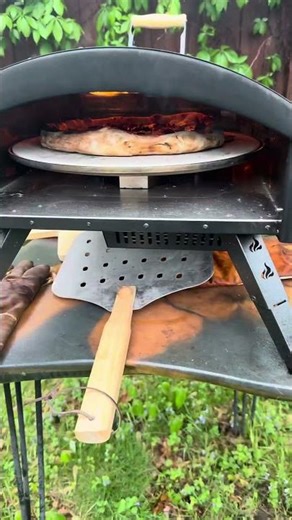 Wood-fired pizza experience. Bertello SimulFIRE 16" Rotating Outdoor Pizza Oven.⁠