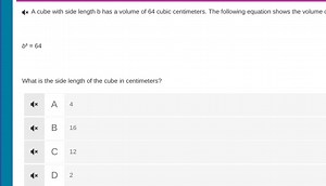 A cube with side length b has a volume of 64 cubic centimeters.... | Filo