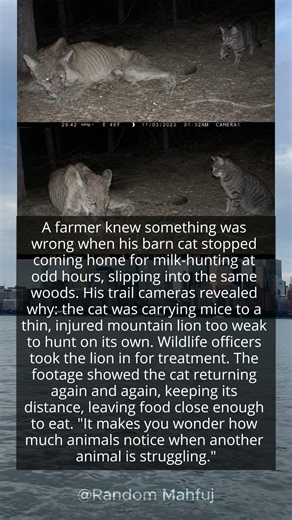 Barn Cat Saves Injured Mountain Lion😍😍