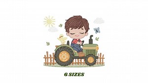Boy With Tractor Embroidery Designs - Baby Farmer Machine Embroidery Pattern - Tractor Embroidery File - Instant Download Pes Jef Dst Hus - Etsy UK