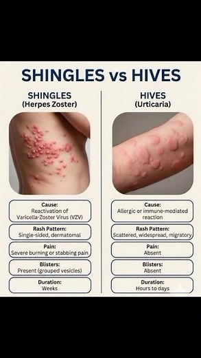 compare of herpes vs. shingles