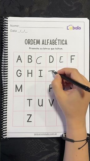 Atividade de Alfabetização – Ordem Alfabética (Complete o Alfabeto) | Pequeno Lobato