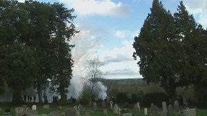 A funeral service for actress and TV presenter Lynda Bellingham ended with a stunning fireworks display as she was laid to rest today. During the funeral service, her two sons Michael and Robbie read out a poignant letter she had written to them both. You can read the full letter here: http://bit.ly/1ujJZpZ | ITV News