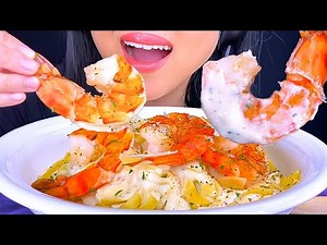 ASMR SHRIMP ALFREDO FETTUCCINE PASTA (ASMR Phan)