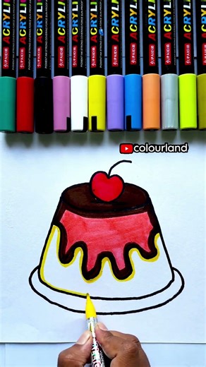 How to colour cake easy step by step #shorts #cake #cherry #drawing #colouring #art #shortsfeed