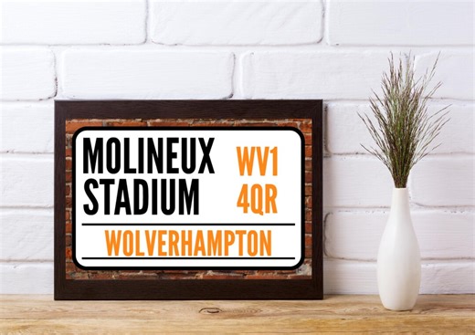 Wolverhampton Wanderers Football Club Street Sign A4 Print, Personalised Molineux Stadium Picture - Etsy
