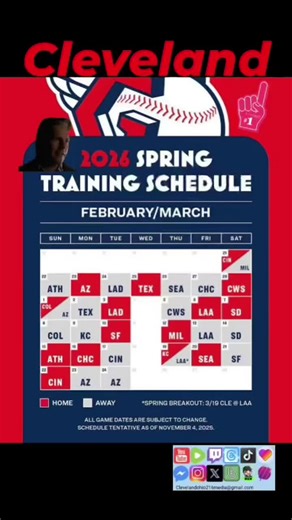 Cleveland Guardians 2026 Spring Training Schedule #cleveland #baseball #springtraining #sportstiktok #game @MLB @Cleveland Guardians @OfficialCityOfCleveland @Ohio Places To Go @YouTube @instagram @TikTok @Field of Dreams