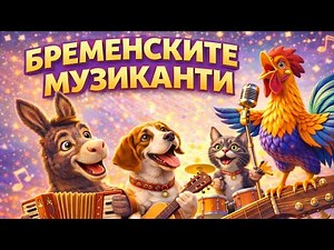 🐴🎶 Бременските музиканти – Приказки на български + Песничка 🌙✨| БГ аудио приказка за деца Братя Грим