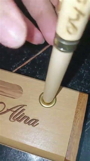🪵 Customized Name Wooden Pen & Card Holder #customizedgifts #love