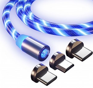 [Hot Item] 3in1 Metal Magnetic X-Cable 360 Auto-Connect LED Flowing Charging Cable