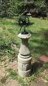 Making a sundial from a broken bird bath.