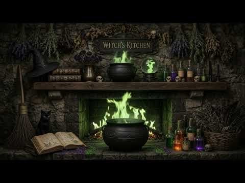 Halloween Fireplace Background 3 Hours 🧙 Witch Theme Enchanted Ambience Screensaver | 4K