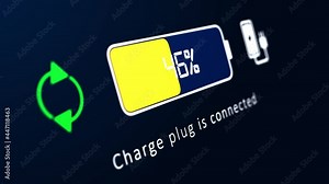 4K Electric Car Dashboard battery indicator showing increasing battery charge Animation. Automobile Electronic, hybrid, lithium ion battery echo car. user interface, eco friendly energy future.