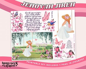 Jehovah Jireh, Printable Sticker Kit for Bible Journaling, Faith Planner, Prayer Journal, Christian Graphics, Woman Peaceful, Psalms Pink - Etsy