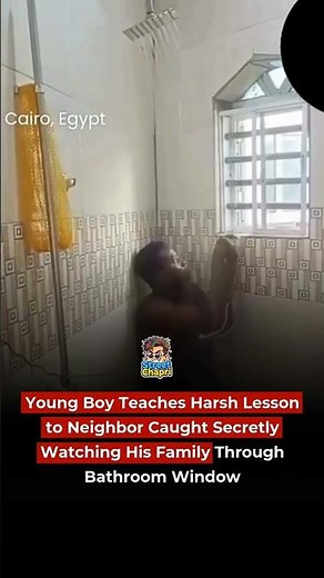 Boy Exposes Creepy Neighbor Spying Through Bathroom Window 🔥 #watchtillend #egypt #viralvideo