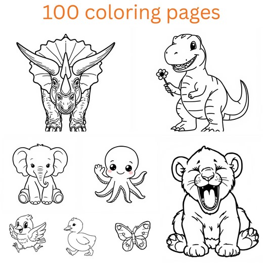 50 Animal Coloring Pages for Kids | Pandas, Penguins, Bears, Fairies (digital Download) - Etsy