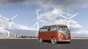 This is the Volkswagen e-BULLI, an official electric bus restomod