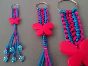 Como hacer un llavero con hilo cola de rata y varios nudos ...(llavero #12)